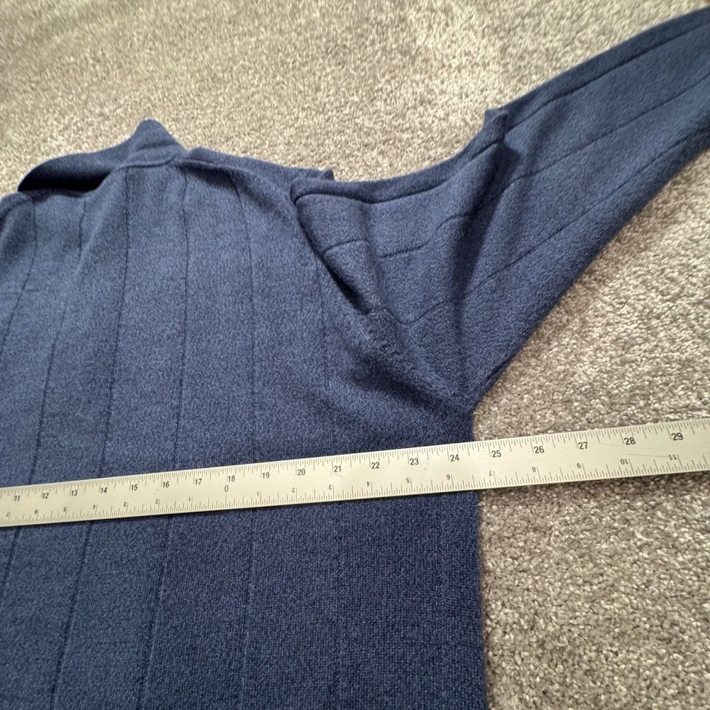Geoffrey Beene Sweater Polo Mens XL Blue Acrylic Vintage Rugby Knit Textured
